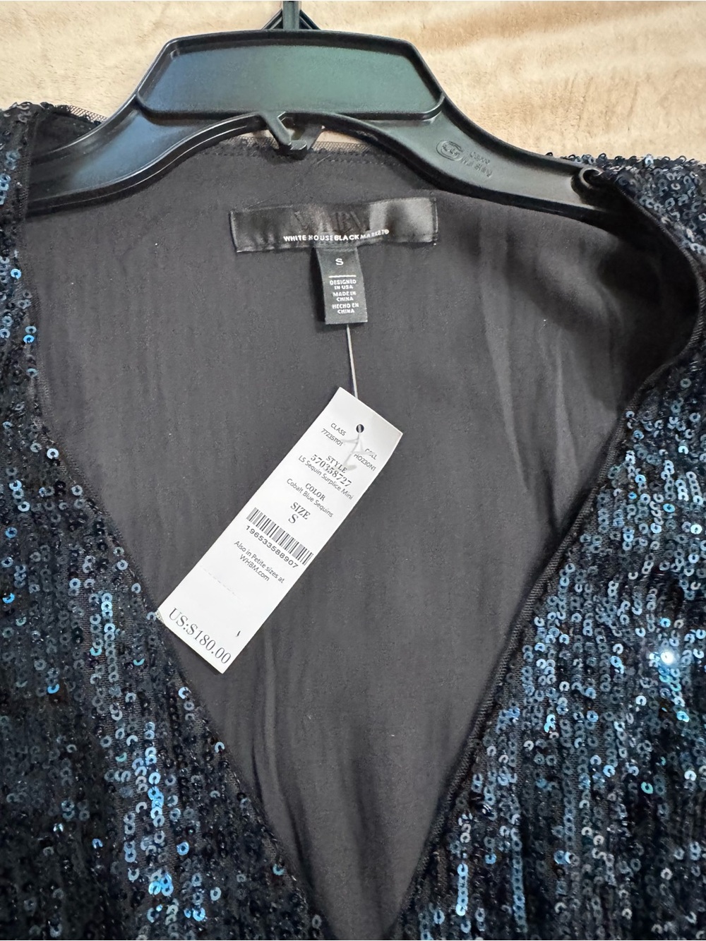 White House Black Market Navy Sequin Wrap Dress - Picture 2 of 5